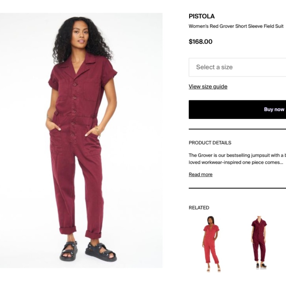 Brand New Pistola Grover Field Jumpsuit in Red - Size M